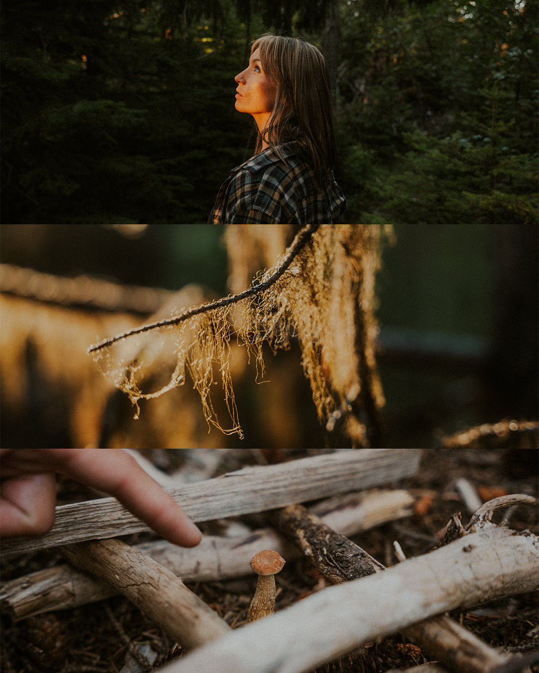 Portraitshooting im Kreis Konstanz am Bodensee, Emotionales und natürliches Portrait von Frau im Wald